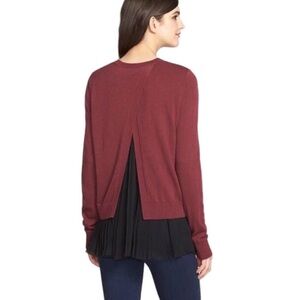 Nordstrom Chelsea28 Pleated Hem Mixed Media Sweater Size Medium
